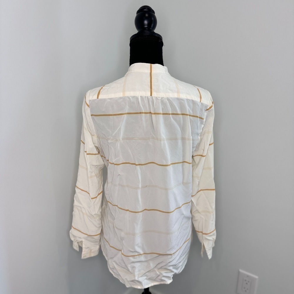 Steven Alan 100% Silk White Stripe Long Sleeve Button Up Blouse (S) - Picture 5 of 8
